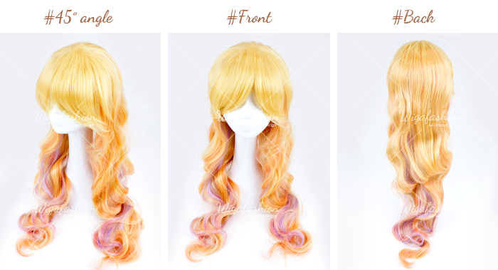 Two Tone Blonde/Light Pink Long Wavy 75cm-45-front-back.jpg