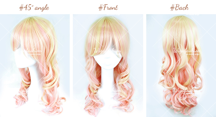 Two Tone Light Pinky/Yellow Long Wavy 60cm-45-front-back.jpg