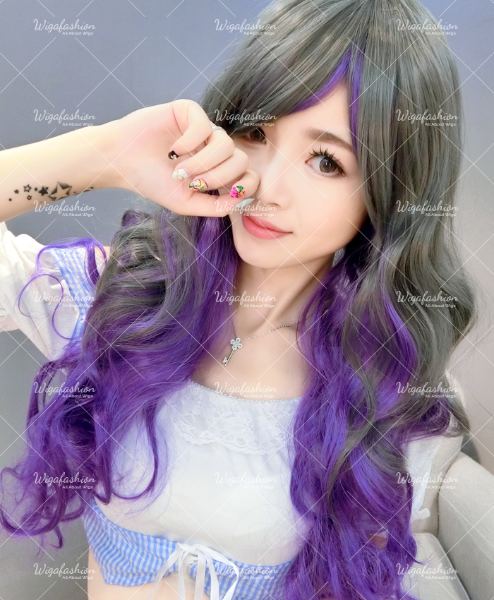 Two Tone Dark Grey/Violet Long Wavy 70cm-4.jpg