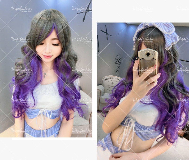 Two Tone Dark Grey/Violet Long Wavy 70cm-8.jpg