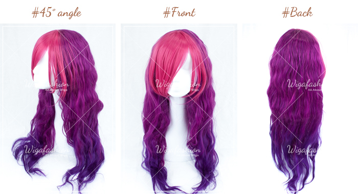 Two Tone Pink/Dark Violet Long Wavy 70cm-45-front-back.jpg