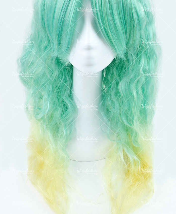 Mint Green with Blonde Deep Dye Long Wavy 70cm-2.jpg