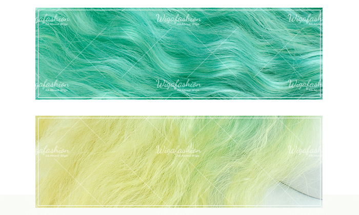 Mint Green with Blonde Deep Dye Long Wavy 70cm-color.jpg
