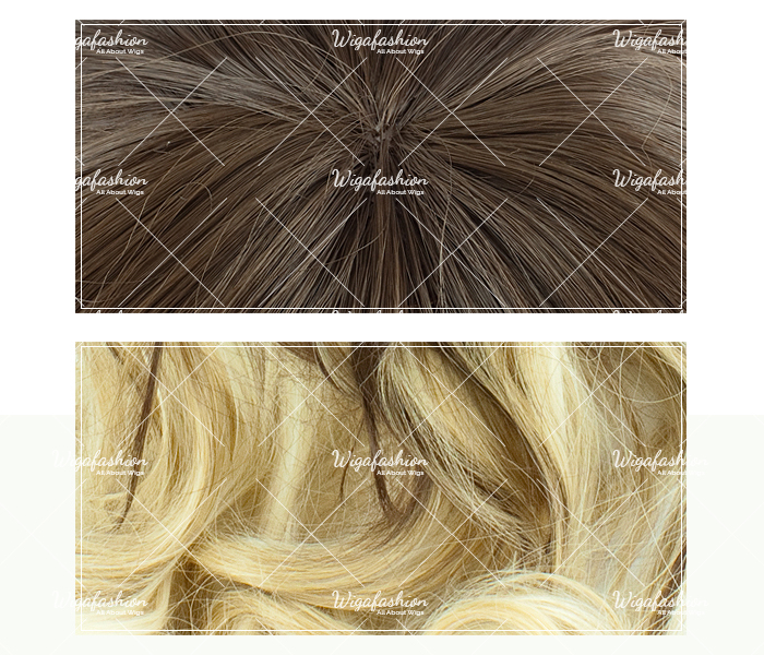 Two Tone Dark Brown/Blonde Long Wavy 70cm-closeup.jpg